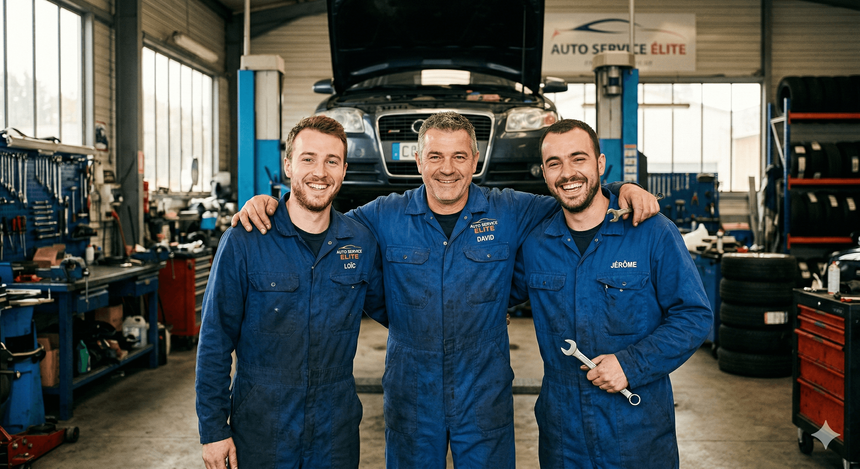 Les trois associés du Garage de Béthusy-Beaumont